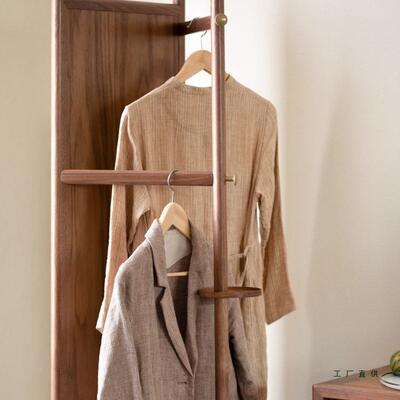 旋转穿衣镜挂衣架一全F98S5HH7镜落地实木黑胡桃体身子木镜衣架