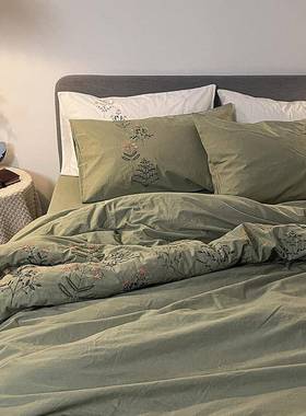 民宿件复古风床上纯棉四47130套洗套棉小清水新森系床单被床品