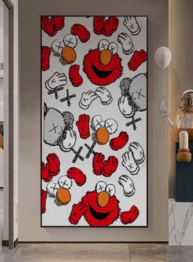 芝麻418街现代饰简约红风格玄关装画酒店走廊挂画aws书房蓝色壁k