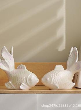 中式锦鲤艺年年金厅有余客玄关桌面摆件创意工品鱼饰品餐边柜2024