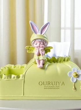 爱家天使女可孩纸巾盒客厅餐UCU桌摆件高档奶油餐巾抽纸盒装饰品