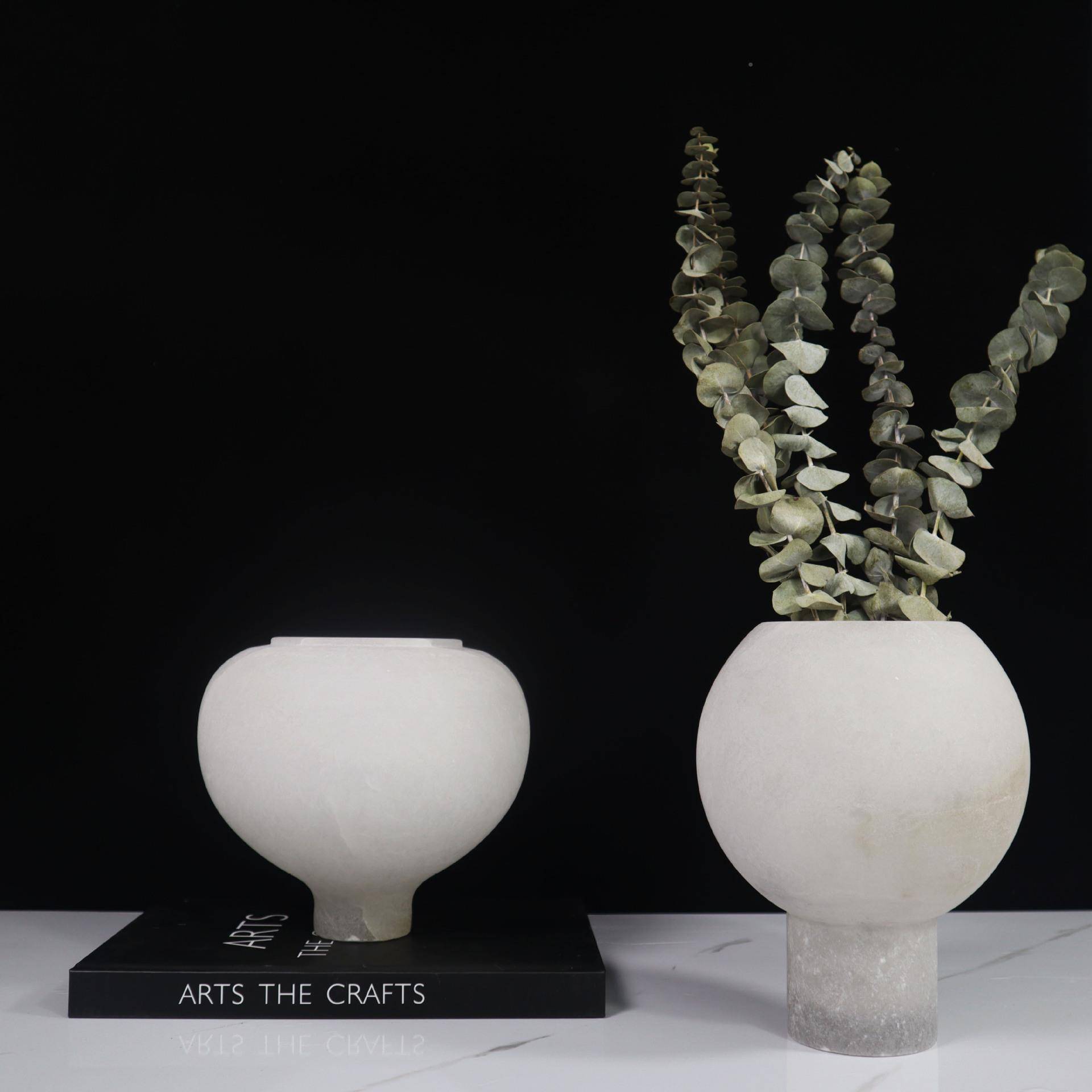 新现代中式然云石大理石花花47013瓶创意摆件天桌面客厅装饰样板