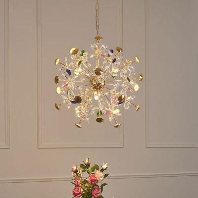 轻奢彩色水吊晶27296餐厅灯简约创意花瓣卧蒲公温馨公主英女孩客
