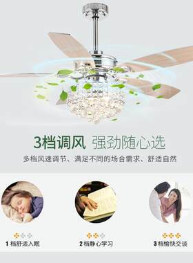 52d寸水风扇灯CK-3047+现代带简约家居客厅le风扇灯卧室木晶叶风