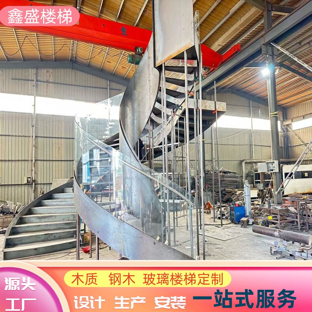 现代钢构旋转楼梯复式阁楼大堂