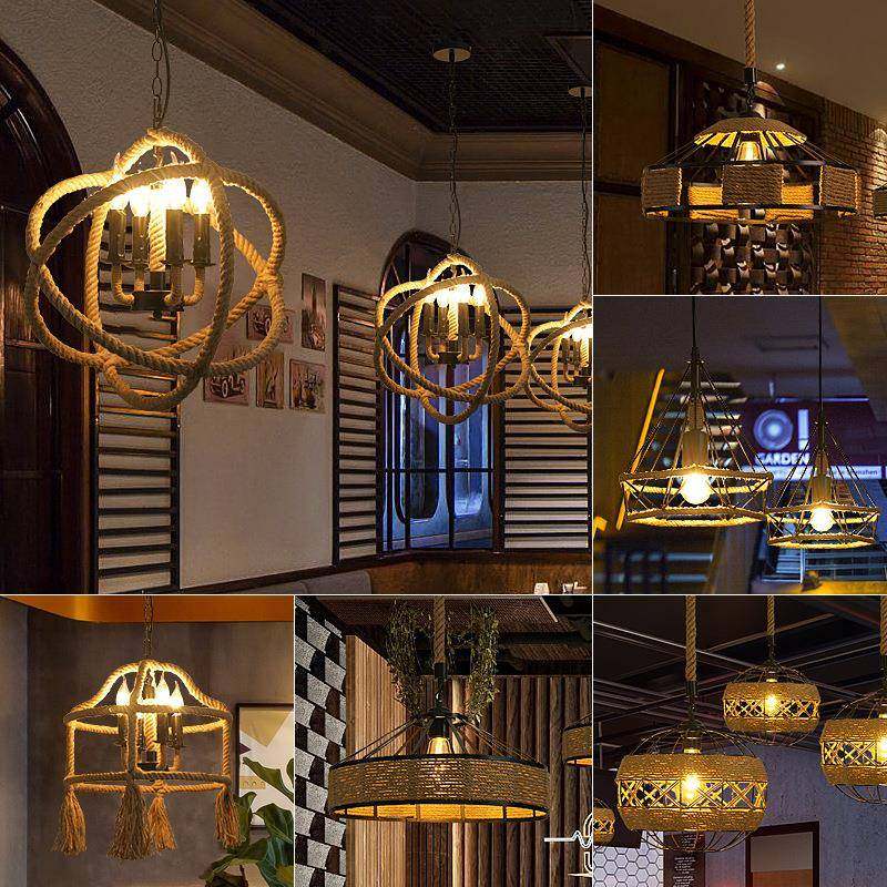 麻吊灯工业风绳美式店烧红烤店复古餐饮铁艺523灯创意装饭饰网灯,家装灯饰光源,智能吊灯,淘宝优惠券,粉丝福利购,淘宝优惠卷