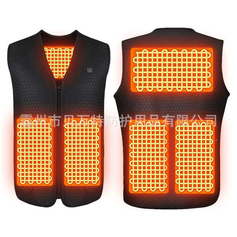 聚酯纤纤维005电加热马甲三挡调温恒热服碳维防风隔水发背温心服