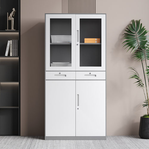 Steel filing cabinet 12mm gray-white frame white cabinetdoor