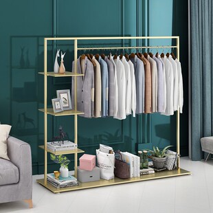 衣架落地卧室内置衣架铁艺衣帽架家用简易单杆式晾衣杆挂衣服架子