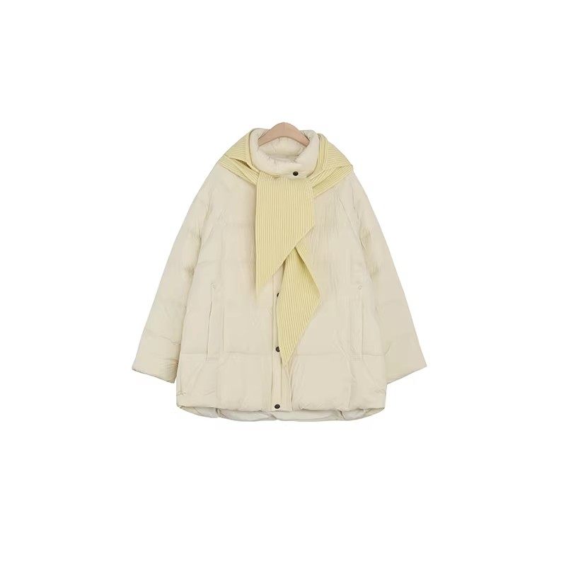 【锡兰羽绒服】王福贵定制～针织帽子围巾+韩版立领宽松羽绒服1.5