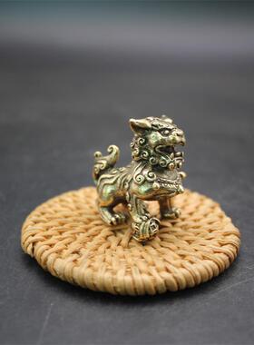 黄铜狮子滚绣球看门狮子一对狮子摆件办公室书房桌面摆饰摆件