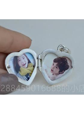 高档s92可5纯银泰银心形花朵叶做子打开照片盒子精油相吊坠旧项链