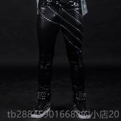 古着手皮裤 高档紧身夜修店酒吧男歌演出服铆钉皮身皮裤 男士 哈雷机