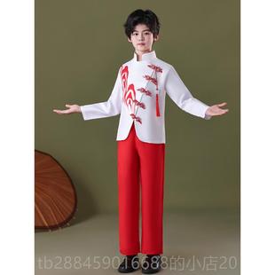 高档儿童服诗唱歌朗合演出服主持红色中小诵学生红歌中国风男女表