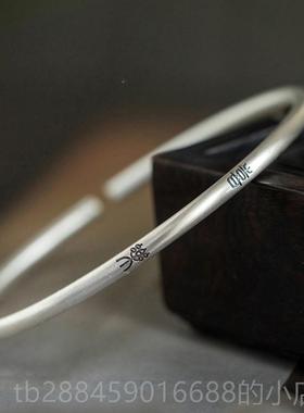 高档配正覆品鸡血藤手镯女款情侣纯银铃铛吉镯祥藤木质饰平安锁扣