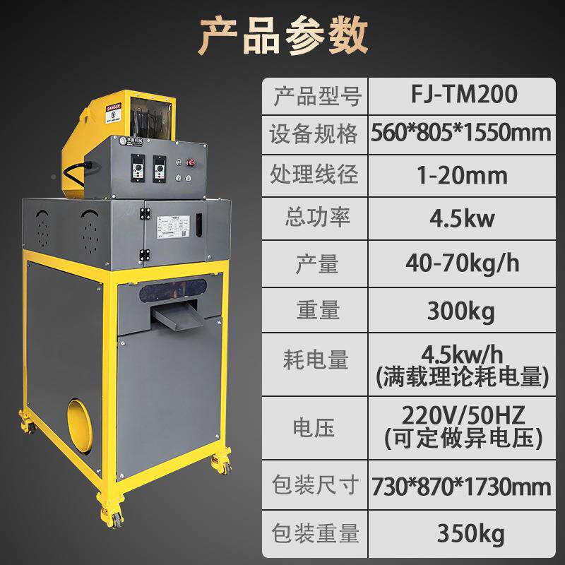 全自动体废旧汽车杂干式米机FJ-TM200废铜线小型家铜用一网线铜线