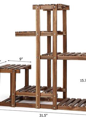 木制花花架多层厅阳客台落地多肉花盆架现代风木质OXK植架子工绿