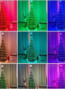 厂家直销跨境热卖诞REM树彩圣灯e线d七彩RGlB跑马皮灯串带水晶灯