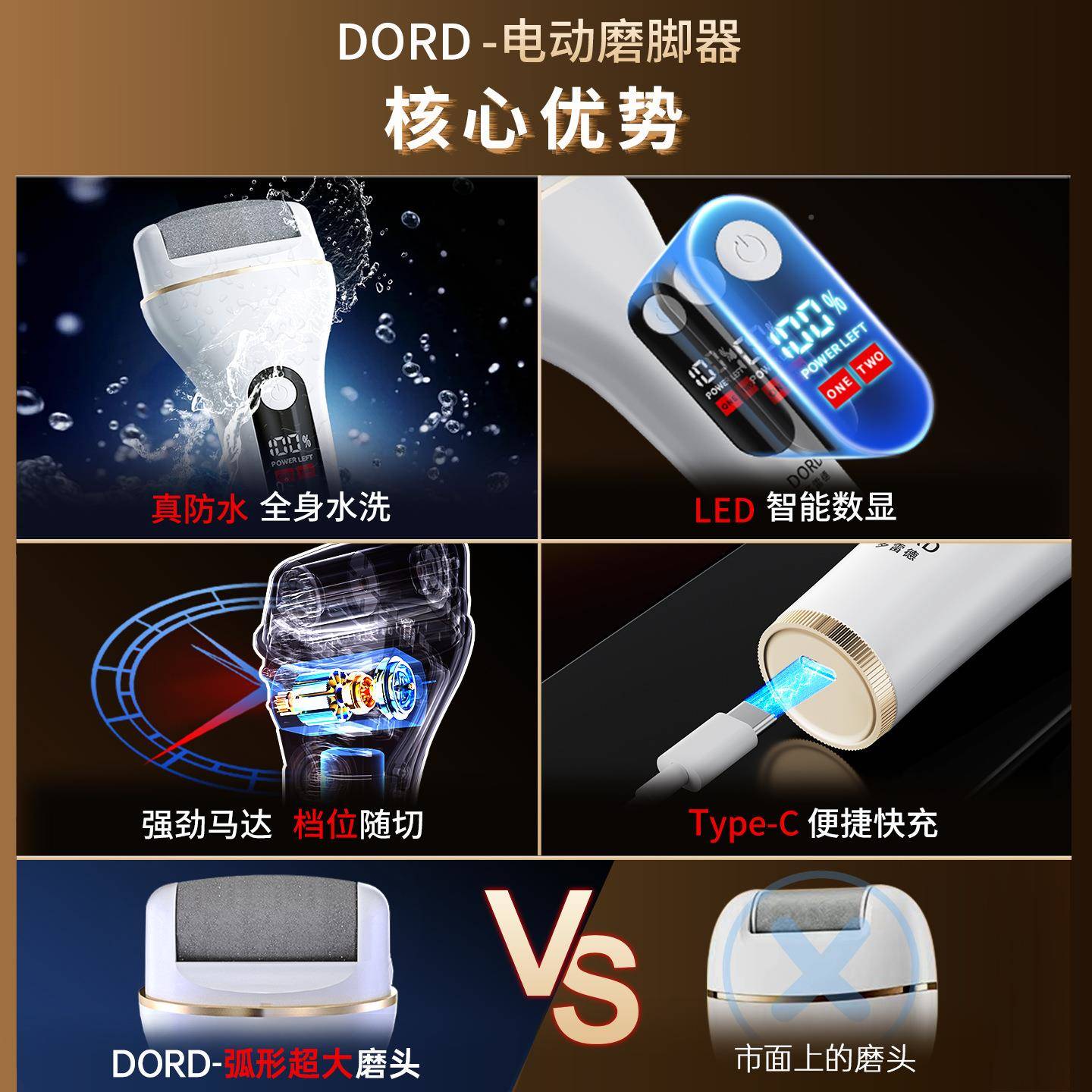 德国多雷德电动磨脚器修脚去死皮皮老刮脚后跟打茧足器2磨025BAR