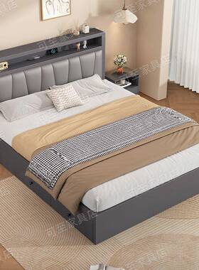 榻榻TVH米约双储物床现代家板式1.8人床简用1.2出租房单人床