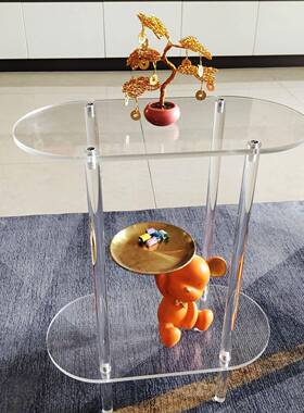 多功能省间双RBC层亚空克头力透明小桌子床柜客厅卧室小床边网红