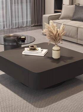 家用茶客YQJ-12厅玻桌璃黑色轻奢板现代简约合组岩茶几小户型方形