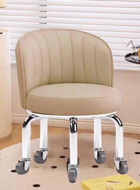 向轮小子用成人带靠背家小凳椅子超静音铁OJZ架滑轮矮凳美甲美缝