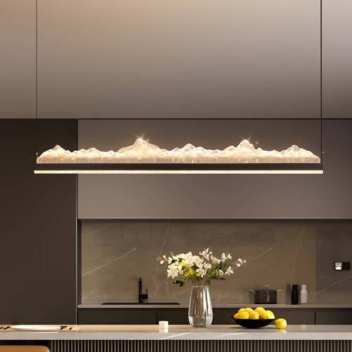 餐意式极简冰山餐厅字灯艺灯术设计师茶桌饭厅一长条桌吧台吊6896