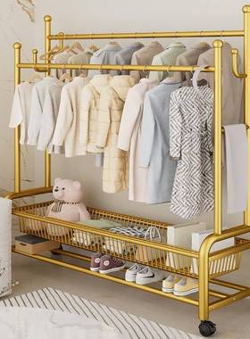 挂衣架AL101320地落卧室加厚加粗客可厅移衣服架子落地式简动易双