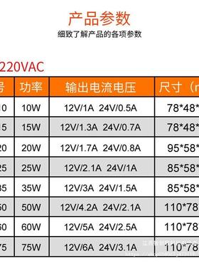明纬小体积开电源MS-50W-24V1直V12021908W20W35W60W75关W交流转