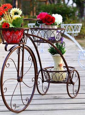 室装自行车落内花架铁艺户外庭50235院欧式饰简约北意现代架子地