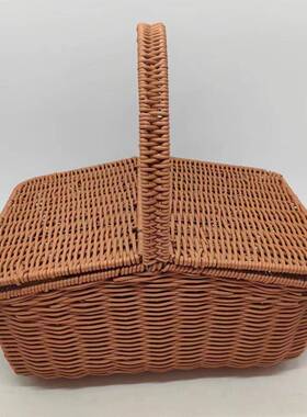 仿编水果篮家用大号收纳筐户藤外野餐60821提鸡篮手蛋工编织筐买
