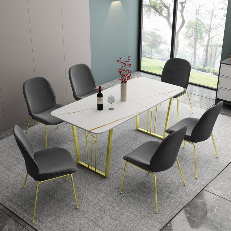 式极简岩板餐用桌小户型简约客厅吃饭桌子餐家厅铁艺XNX餐桌椅意