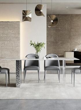 意式极简约岩悬浮桌透ZOP明餐亚克板力不锈钢水波纹小户型方长形