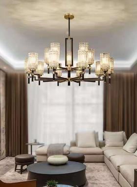新中式全铜轻奢水晶吊灯厅约现代中风客格MJC式灯具中国风餐厅简