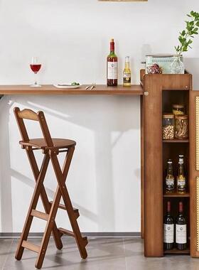 小户型日可藤折叠桌编式餐边柜一体家61483隔断免安装用高脚椅吧