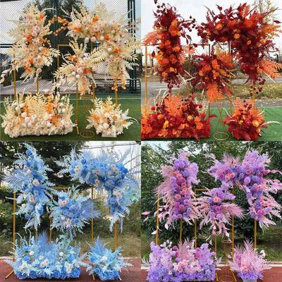 新款t婚礼台装饰舞香槟色挂花地EHI花排台路引花道具摆件插花