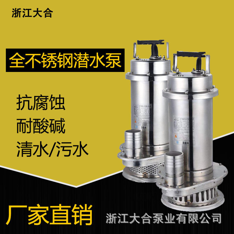 304不锈钢小型耐腐潜水泵