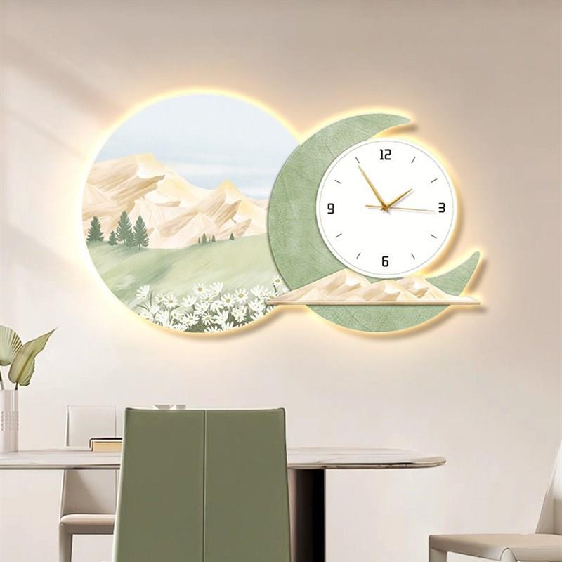 OPG现代挂壁简光餐厅装饰画钟时灯客厅墙上画约发画感饭厅画