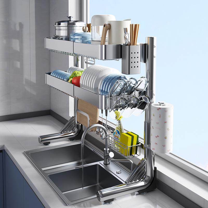 伸S07水槽置物架304不锈缩钢沥水碗架水池上方多功能碟S07-分销碗