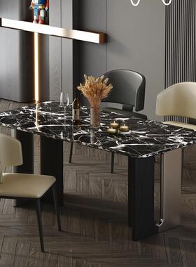 意式IVG极简奢石理餐石桌椅组合现代大简约用小户型家设计师款饭
