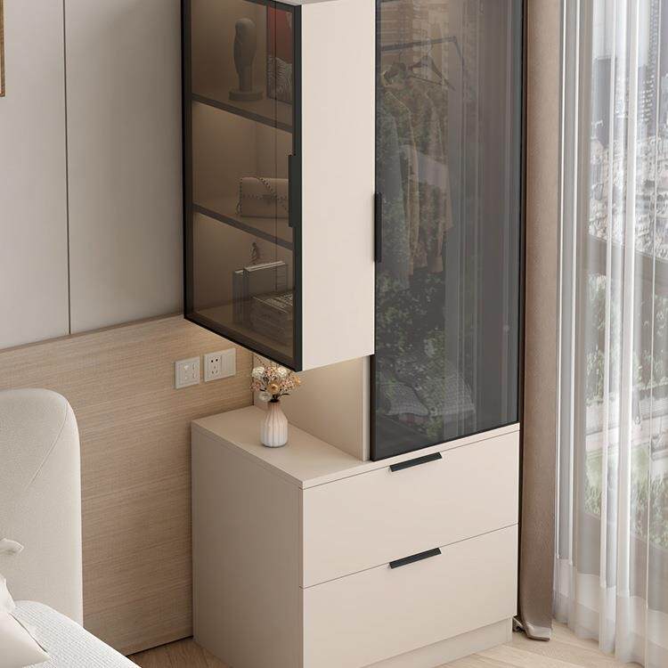 实户木985床边衣人柜一体收纳储物柜家柜用卧室转角小型简易单窄
