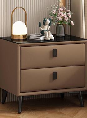 质床头柜现代简约奢家用轻小皮型多功能实木卧收纳床边51164室柜