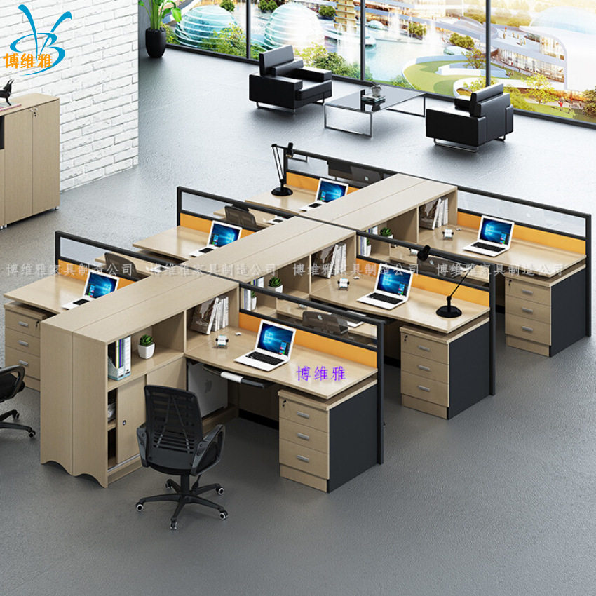 办公家具4人位带屏风办公桌办公设备 办公家具