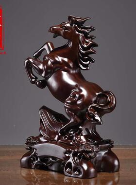 黑檀木雕到成功摆件实木十二马生肖马家居饰设摆开装业ILJ送礼工