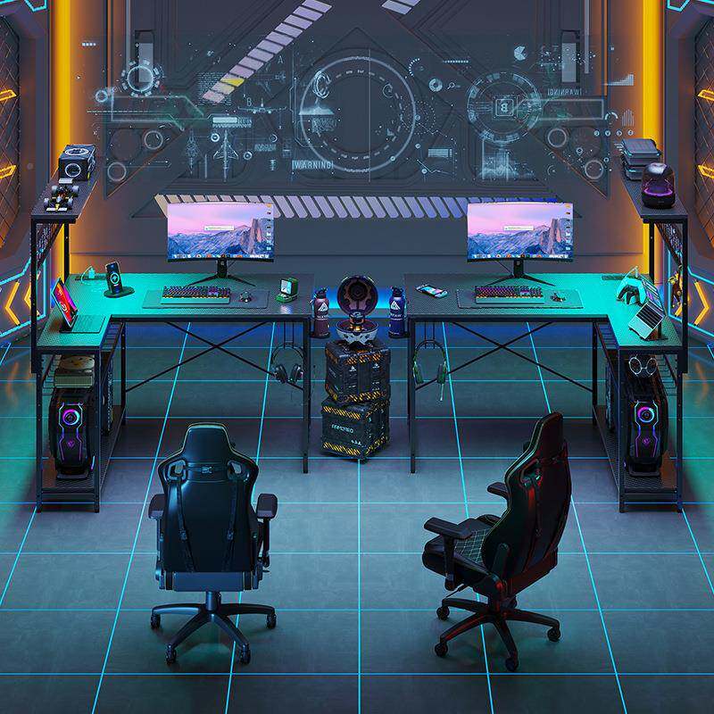 钢竞木角电脑桌DT70台式家用卧室L型双人式书桌拐角式美电桌办公