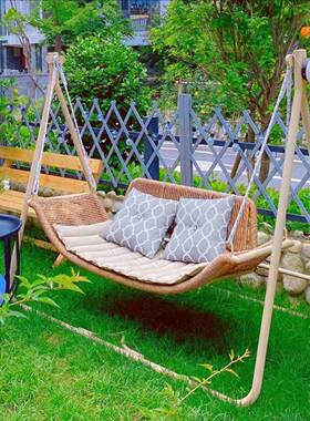 秋千庭院荡千室室外双吊人吊床UTK内小院网红花园秋千椅秋椅编藤