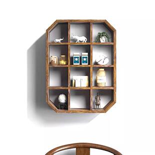 新中式13404实木博古架纳收茶壶茶柜展示壁柜茶具摆放架多挂式宝