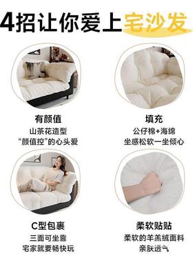 布艺沙发客厅复古新款小户直型现代简61881人约双出室租房卧排懒