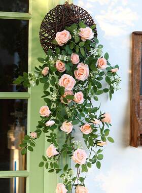 仿真法国玫吊兰绿植塑料假花壁花藤瑰室装内墙面挂饰jd101312仿真